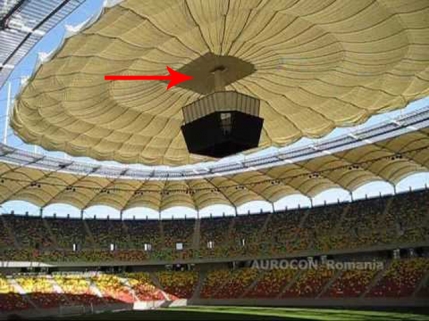 Arena Nationala are un acoperis facut din doua materiale. Pomperii aveau dreptate, este inflamabil: Tabela este o bomba de foc (a fost pacaleala de 1 Aprilie)