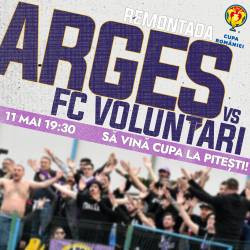 FC Arges - FC Voluntari (19:30) in returul semifinalelor din Cupa Romaniei